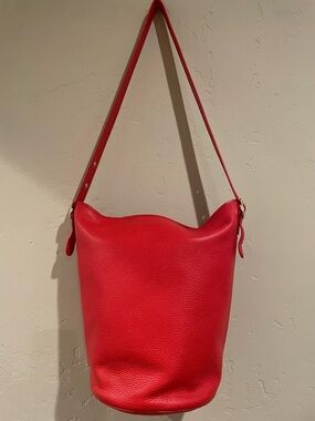 Coach Red Leather Classic Bucket Bag. Gorgeous Red pebble leather!